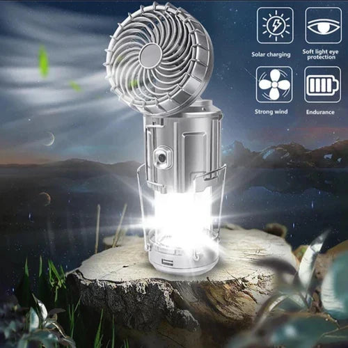 3-in-1 Portable Solar Lantern Fan + Power Bank