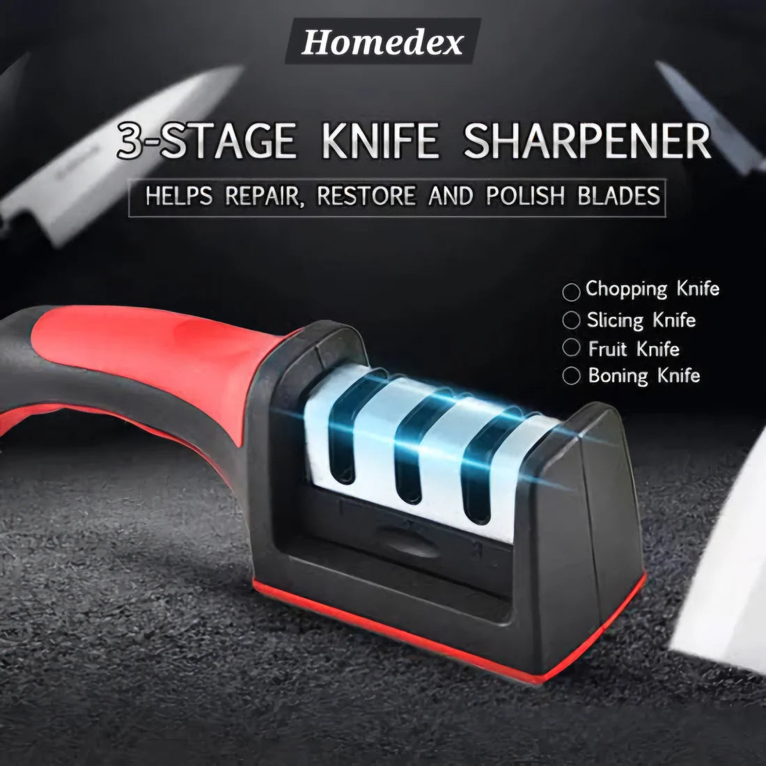 Homedex 3-Stage Premium Knife Sharpener & Blade Restorer